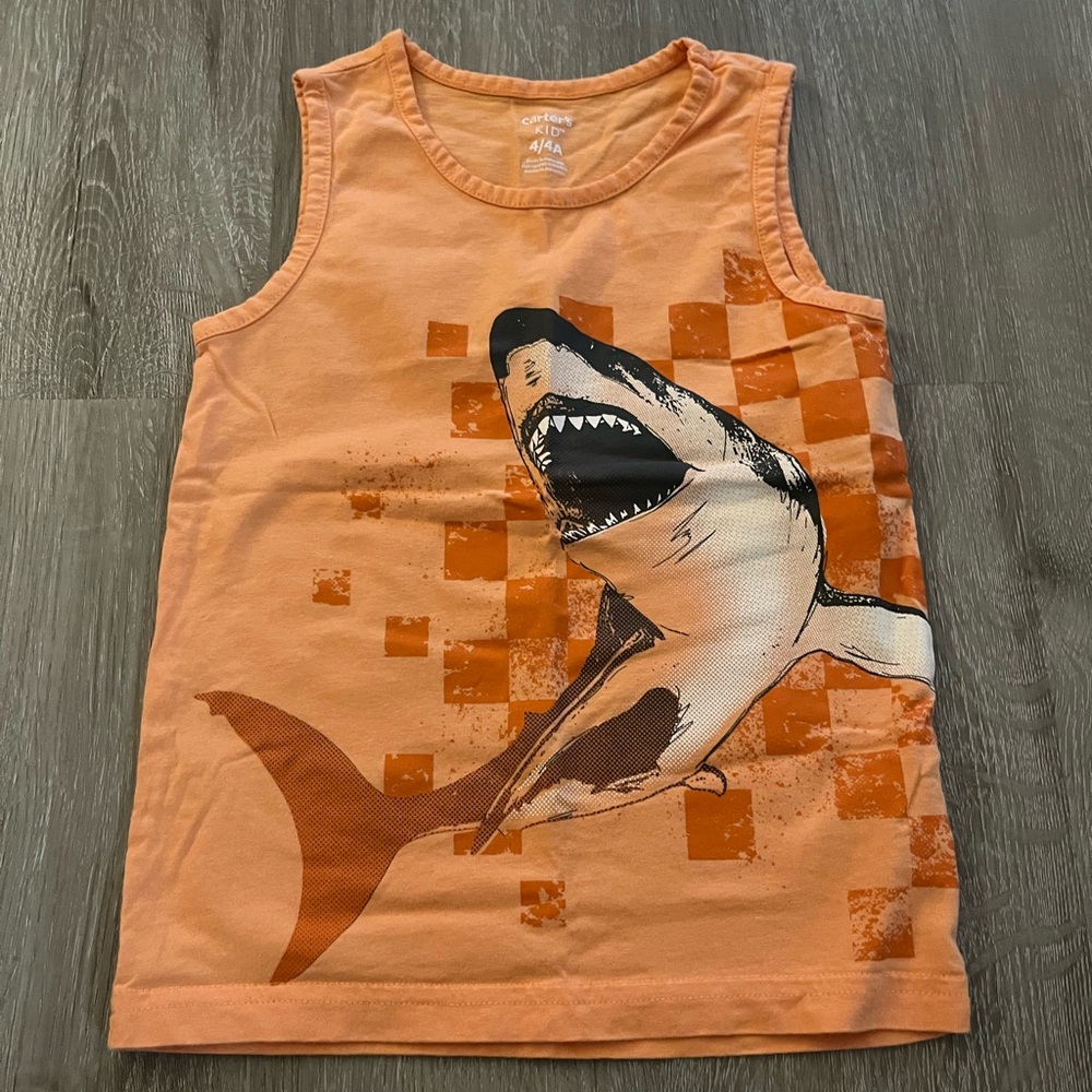 Carters boys size 4 orange shark tank top